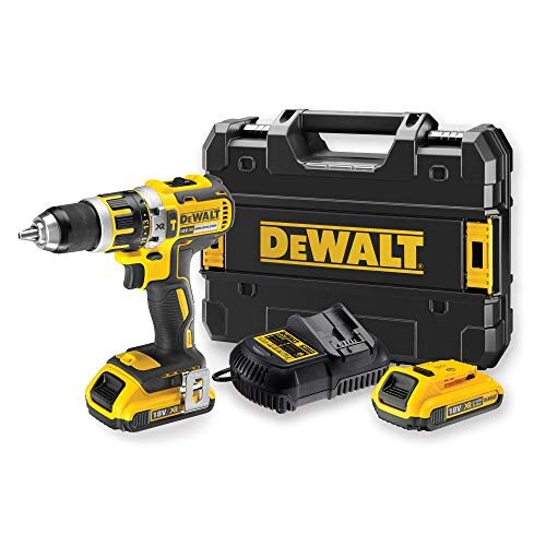 DeWalt DCD795D2-QW - Taladro Percutor a bateria sin escobillas XR 18V 13mm 60Nm con 2 baterías Li-Ion 2,0Ah con maletín...