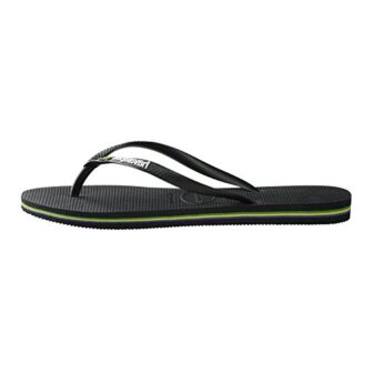 Havaianas Slim Brasil Logo, Chanclas Mujer, Black, 37/38 EU