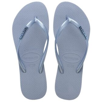 Havaianas Slim Logo Metallic, Chanclas Mujer, Azul (Ashley Blue), 37/38 EU
