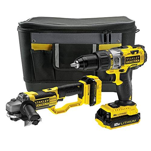 STANLEY FATMAX FMCK464D2-QW - Taladro percutor 18V y amoladora 125mm 18V con 2 baterías litio 2Ah y bolsa de transporte...